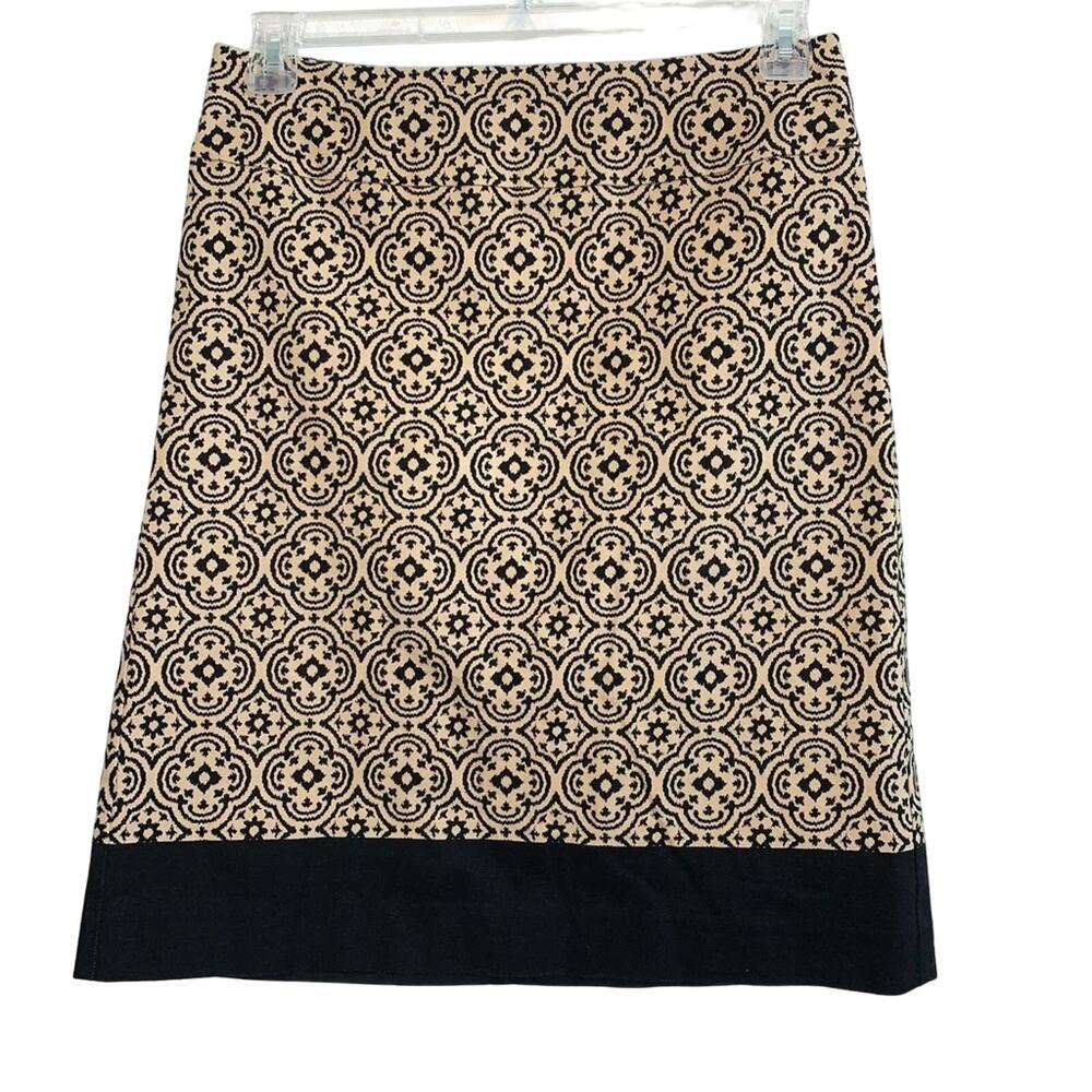 Talbot's Factory Ikat Jacquard Mini Skirt Tan Black Medium